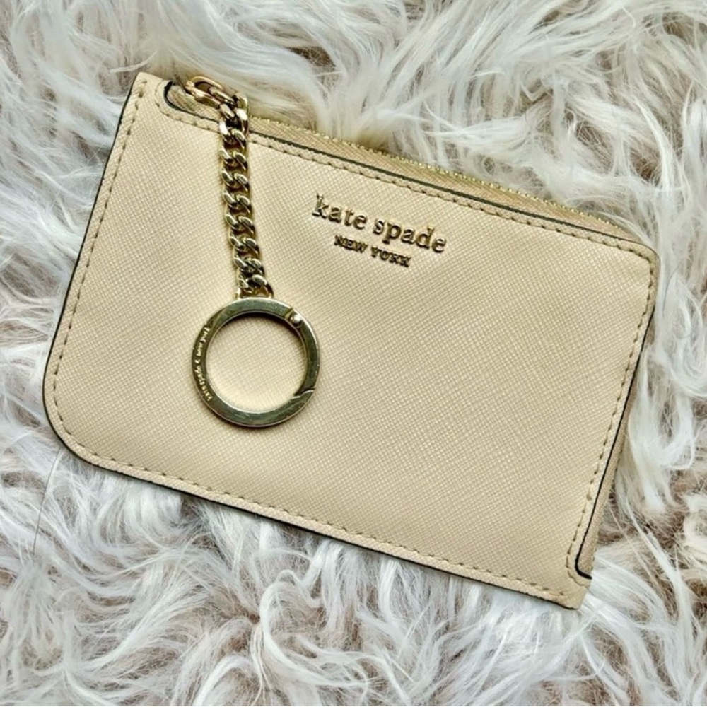 Kate Spade Beige Card Holder with Gold Chain